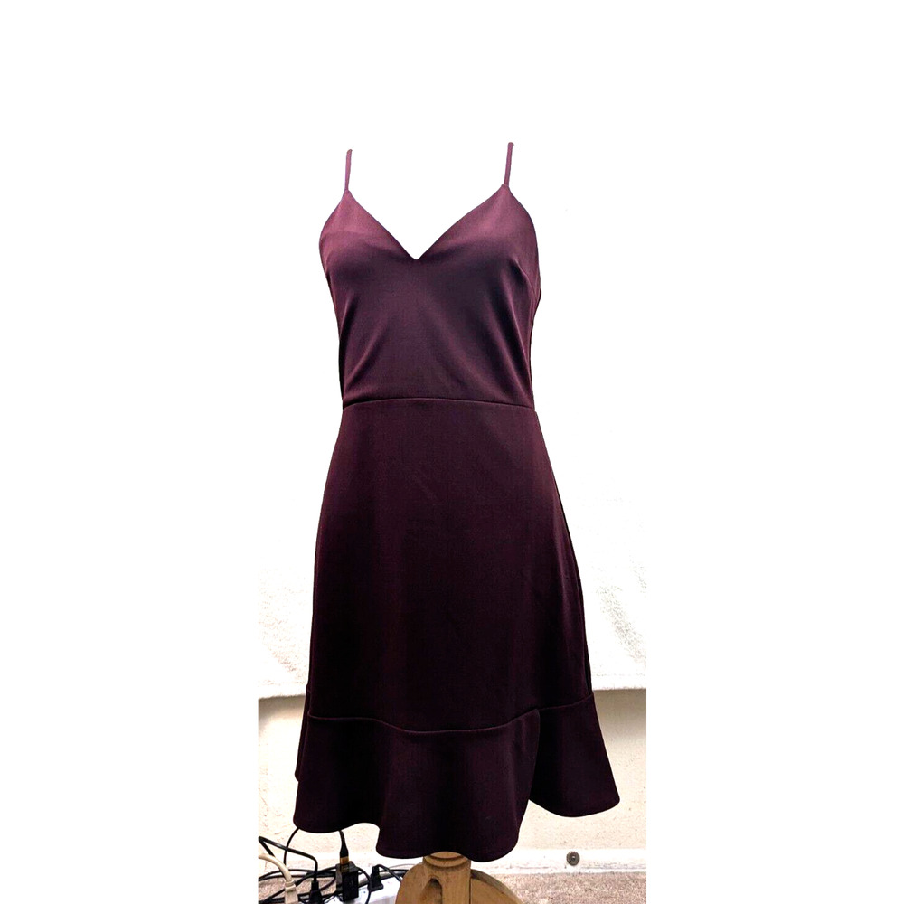 Express sz S A-line Dress sleeveless tank ruffly at bottom burgundy 0494